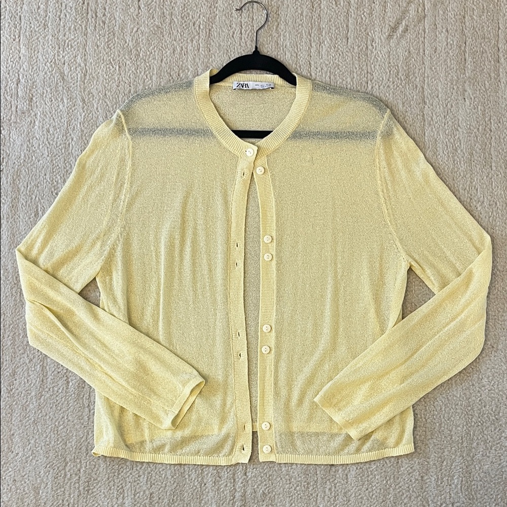 Pale yellow sheer cardigan
